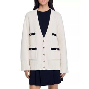 Sandro Martie Flared Sleeve Cardigan In Ecru - Size 1 (US Small)